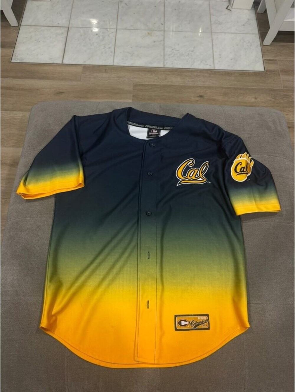 Cal Bears Colosseum Baseball Jersey Ombre Blue Gold 2XL